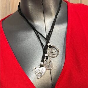 Source Unknown Silver and Black Contemporary Necklace
